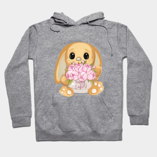 Spring bunny, Easter bunny, bunny rabbit flowers peony roses Hoodie by PrimeStore